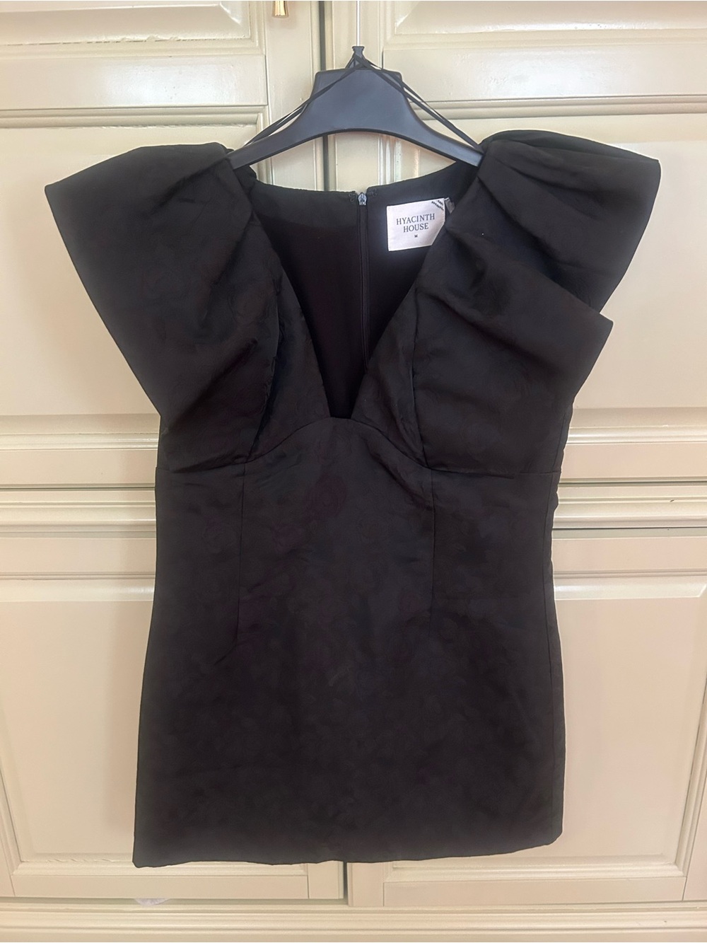 Hyacinth House Black Puff-Sleeve Mini Dress